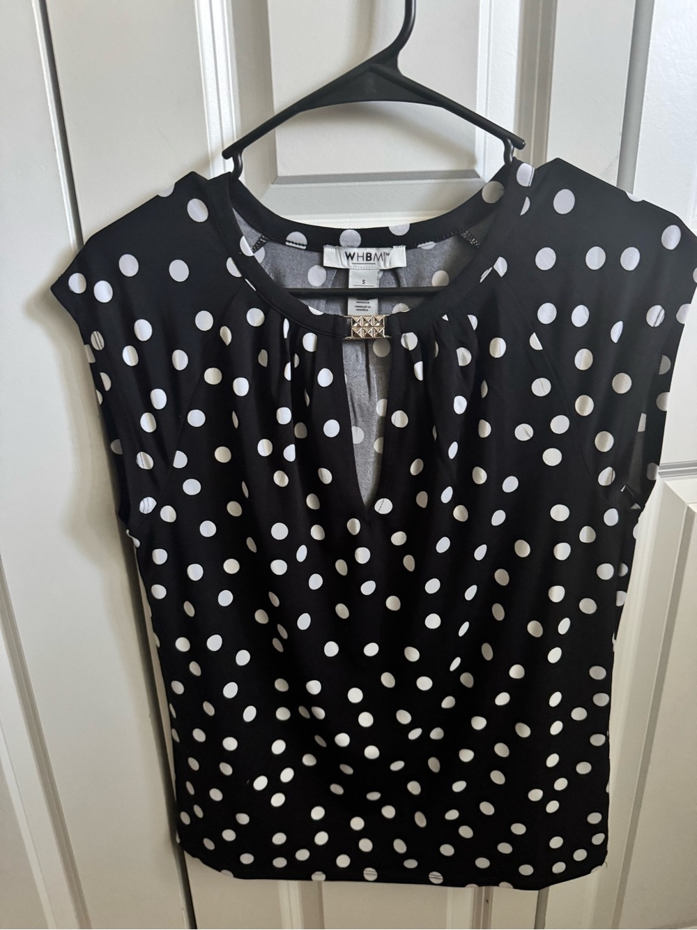 White House Black Market Black and White Polka Dot Top - Picture 1 of 4